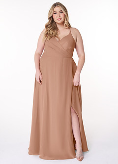 Azazie Davis Bridesmaid Dresses A-Line V-Neck Chiffon Floor-Length Dress image2