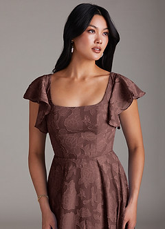 Azazie Bondi Vestidos de damas de honor Vestido de Expresado de Devorado Floral de Corte en A con Corte Lateral image6