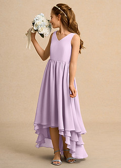 Azazie Kitten Girls Formal Flower Girl Dresses Frosted Lilac A-Line Chiffon Dress image5