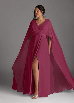 Azazie Isa Mother of the Bride Dresses Mulberry A-Line V-Neck Pleated Chiffon Dress image10