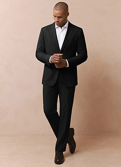 front Owen Black Lightweight Tailored Trousers Suit