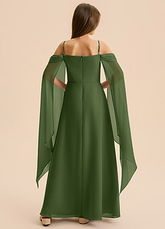 Azazie Moana Junior Linia A Pofałdowany Szyfon Długość podłogi Młodsza druhna Sukienka image5