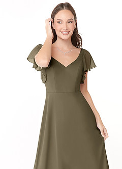 Azazie Syenna Brautjungfernkleider A-Linie Gestreift Chiffon Kleid Weidengrün image5