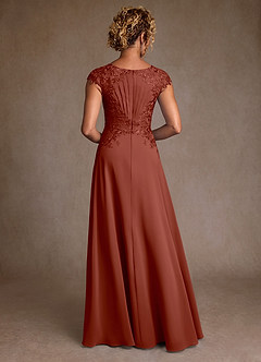 Azazie Christi Kleider für die Brautmutter A-Linie Spitze Chiffon Kleid Rotbraun image2