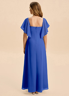 Azazie Selena Junior Royal Blue A-Line Ruched Chiffon Dress image2