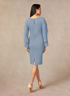 Azazie Carter Mother of the Bride Dresses Dusty Blue Sheath Ruched Stretch Chiffon Dress image3