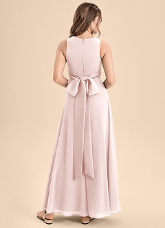 Azazie Lilenne Junior Blushing Pink A-Line Bow Chiffon Dress image2