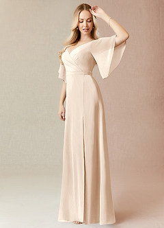 Azazie Cierra Bridesmaid Dresses White Alabaster A-Line V-Neck Chiffon Dress image4
