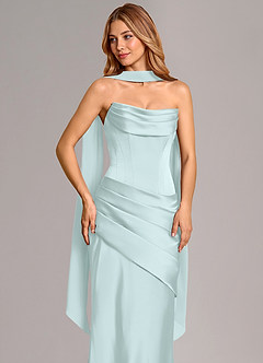 Azazie Pelagia Suknie dla druhen Syrena Gorset Satyna elastyczna Do ziemi Sukienka image5