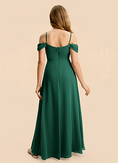 Azazie Lilly Junior Emerald A-Line Pleated Chiffon Dress image2