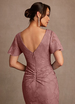 Azazie Jolene Mother of the Bride Dresses Dusty Rose Mermaid Pleated Floral Burnout Dress image6