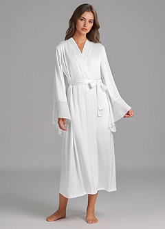 front Eleganter weißer Satin-Bademantel