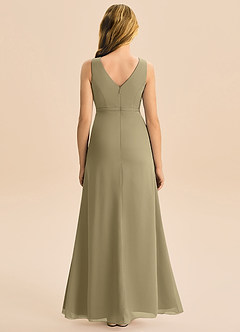 Azazie Floris Junior Robe Trapèze en Mousseline de soie Plissée Vert Mousse image3