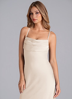 Azazie Seema Bridesmaid Dresses White Alabaster Mermaid Corset Stretch Satin Dress image2