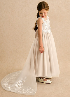 Azazie Mixie 플라워 걸 드레스 볼가운 레이스 발목 길이 드레스 image3