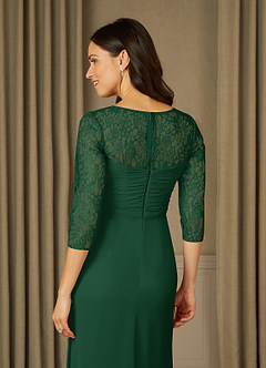 Azazie Zolla Mother of the Bride Dresses Dark Green A-Line Lace Chiffon Dress image6