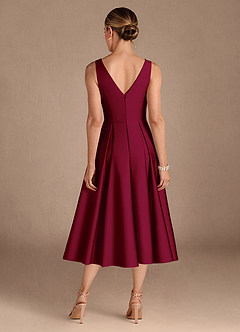 Azazie Fulton Mère de la mariée Robes Robe Trapèze en Satin extensible Plissée Bourgogne image3