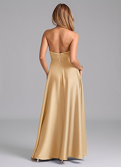 Azazie Tessie Suknie dla druhen Linia A Pofałdowany Satyna elastyczna Do ziemi Sukienka image2