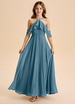 Azazie Tessabelle Junior Vestido de Bermudas de Gasa de Corte en A con Vestidos sin tirantes image5