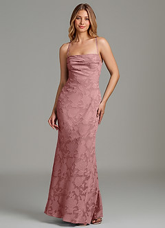 Azazie Ola Bridesmaid Dresses Dusty Rose Mermaid Corset Floral Burnout Dress image1