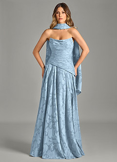 Azazie Gabriela 신부 들러리 드레스 A라인 스트랩리스 플로럴 번아웃 바닥 길이 드레스 image4