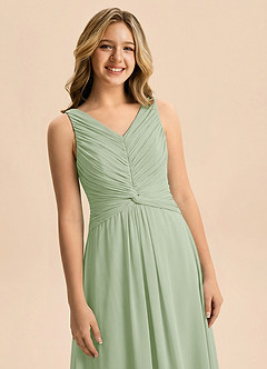 Azazie Freya Junior Dusty Sage A-Line Pleated Chiffon Dress image6