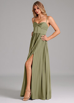 Azazie Tyla Robes de demoiselle d'honneur Robe Trapèze en Satin extensible Encolure en Forme de Cœur Pistache image6