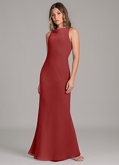 Azazie Allettie Vestidos de madrinha de casamento Vestido Ferrugem de Chiffon de sereia image3