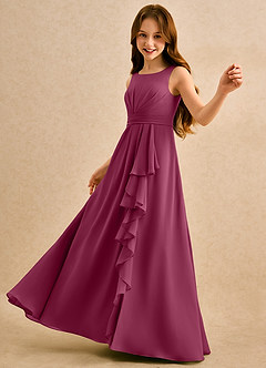 Azazie Chibi Girls Formal Sukienki dla dziewczynek sypiących kwiaty Linia A Pofałdowany Szyfon Długość podłogi Sukienka image5