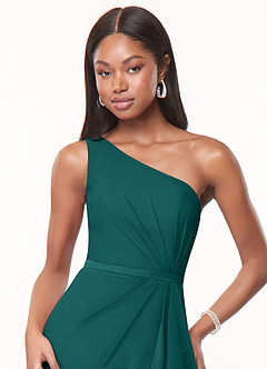 Azazie Liza Bridesmaid Dresses Peacock Mermaid One Shoulder Chiffon Dress image5