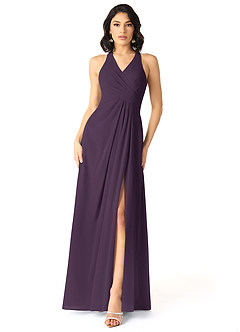 Azazie Danica Bridesmaid Dresses Plum A-Line Pleated Chiffon Dress image1