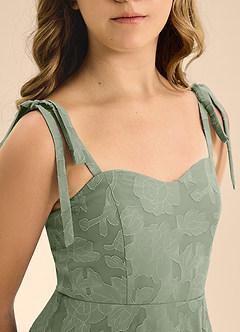 Azazie Rosey Junior Agave A-Line Sweetheart Neckline Floral Burnout Dress image8