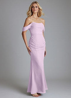 Azazie Luiza Brudtärnklänningar Klä av Sjöjungfru i Chiffong Av axeln Frostad Lila image4