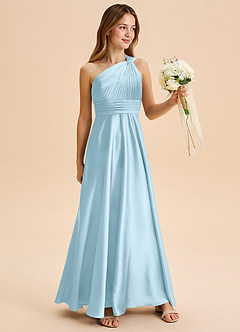 Azazie Charlize Junior Jurk van Stretch Satijn met A-Lijn Geplooid Hemelsblauw image3