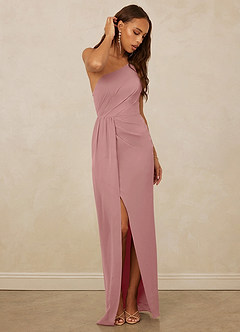 Christian Siriano Bridal for Azazie 1003 Bridesmaid Dresses Dusty Rose Sheath One Shoulder Chiffon Dress image3