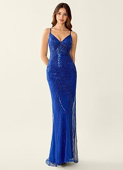 Magnolia Royal Blue Mermaid Sequined embroidery Prom Dress image3