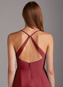 Azazie Manila Bridesmaid Dresses Pomegranate Sheath V-Neck Chiffon Dress image5