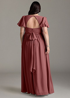 Azazie Madisynn Maternity Bridesmaid Dresses Bow Chiffon Floor-Length Dress image6