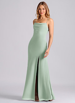 Azazie Grata Bridesmaid Dresses Agave Mermaid Pleated Chiffon Dress image5