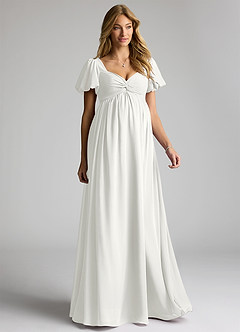 Azazie Madisynn Brudepigekjoler til gravide Sløjfe Chiffon Gulv-længde Kjole image1