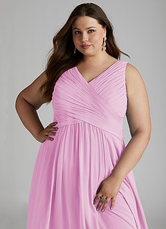Azazie Flora Bridesmaid Dresses Candy Pink A-Line Pleated Chiffon Dress image15