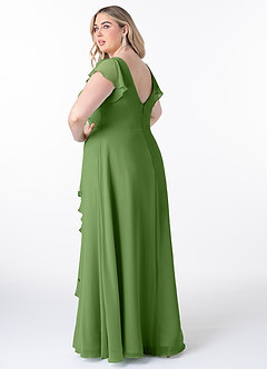 Azazie Omari Robes de demoiselle d'honneur Robe Trapèze en Mousseline de soie Basilic image8
