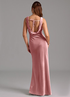 Azazie Rylina Vestidos de damas de honor Vestido de Rosa Polvorienta de terciopelo de Corte Sirena con Lazo image2