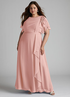 Azazie Aaliyah Modest Bridesmaid Dresses A-Line Scoop Pleated Chiffon Floor-Length Dress image6