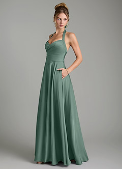 Azazie Tenaya Bridesmaid Dresses Eucalyptus A-Line Sweetheart Neckline Stretch Satin Dress image5