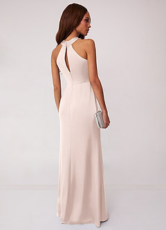 Barbie ♥ Azazie Bridesmaid Dresses Blushing Pink Sheath Stretch Satin Dress image2