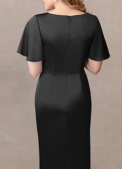 Azazie Everlyn Mother of the Bride Dresses Black Sheath Pleated Stretch Satin Dress image5