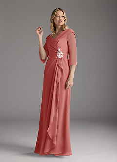 Azazie Jaycee Abiti per la Madre della Sposa Abito A-Line in Chiffon Rosa Antica image4