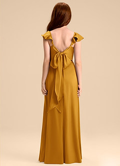 Azazie Everett Junior Klä av A-Line i Stretch Satin Rosett image2