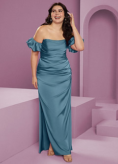 Barbie ♥ Azazie Bridesmaid Dresses Bermuda Sheath Off the Shoulder Stretch Satin Convertible Dress image12